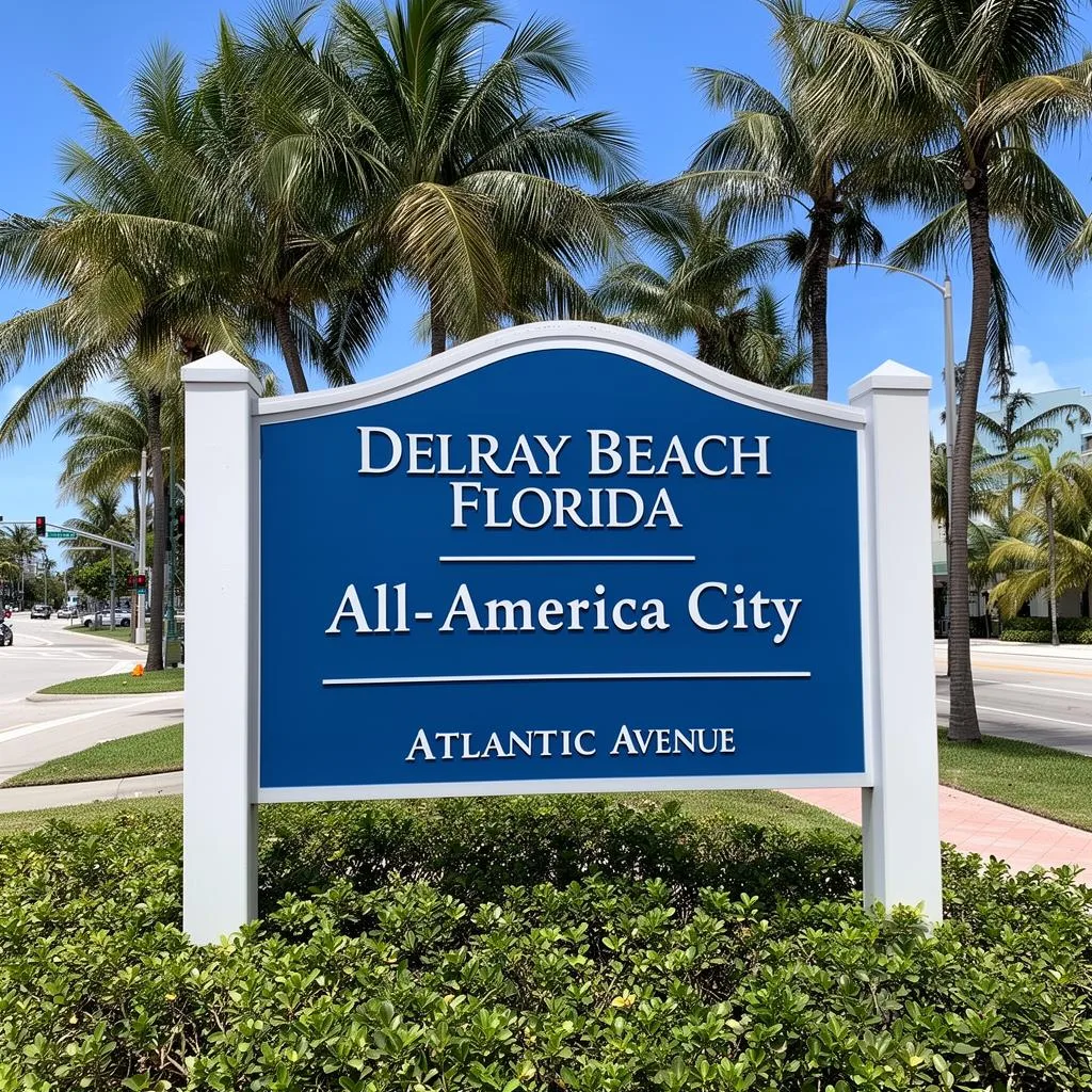 Delray Beach, FL — All-America City welcome sign on Atlantic Avenue